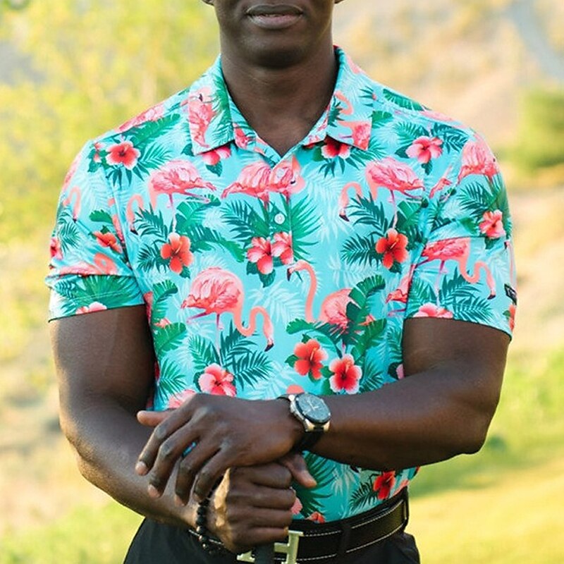 Derby de Kentucky Hombre Flamenco Camisas polo hawaianas Camiseta de golf Manga Corta Camisas de polo Camisas con cuello Casual Ropa de playa Ropa de vacaciones Ropa tropical Trajes de fiesta Botones 2025 - $22.99 –P2