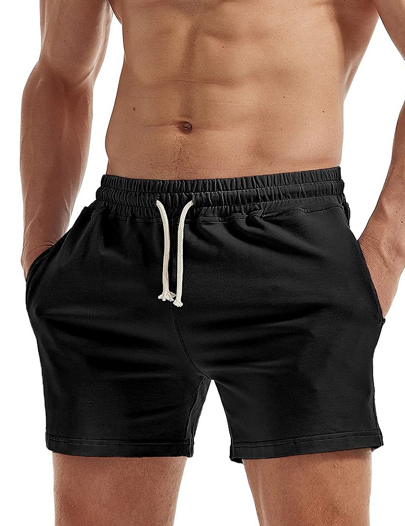 Herr Rosa shorts Atletiska shorts Svett shorts Träningsshorts Ficka Slät Komfort Andningsfunktion Utomhus Dagligen Utekväll Mode Ledigt Svart Vit 2025 - $10.99 –P10