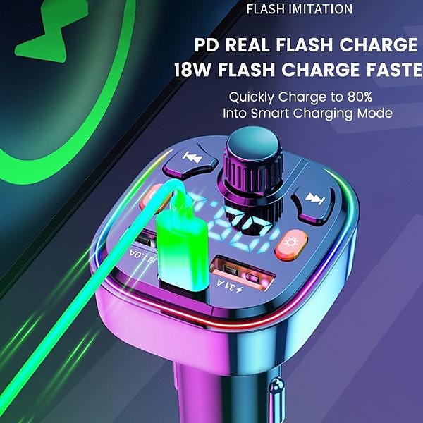 Car Bluetooth 5.0 FM Transmitter Wireless Audio Receiver Car MP3 Player 18W PD Fast Charger(1pc) 2025 - $19.99 –P4