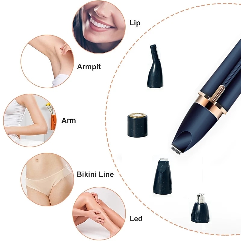 Portable 4 in 1 Electric Epilator Women Eyebrow Nose Lady Trimmer Facial Hair Removal Face Body Painless Female Shaver Depilator Valentine's Day Gift 2026 - $18.99 –P5