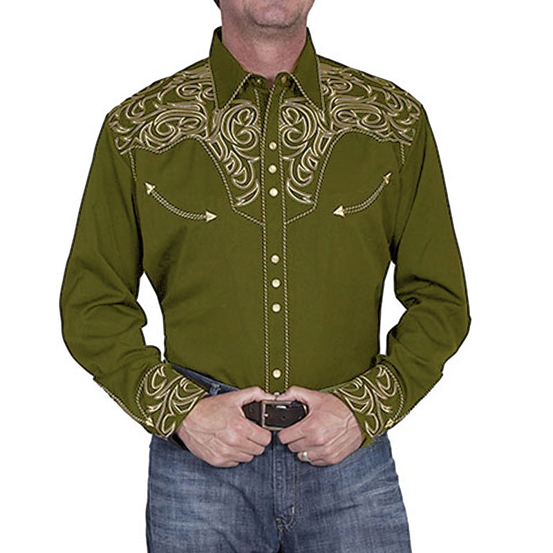Herren Blumen Grafikdrucke Hemd Westernhemd Cowboy-Shirt Langarm Mode Streetwear Designer Outdoor Täglich Herbst Winter Umlegekragen Druck Button-Down Schwarz Rote Blau Grün 2025 - $26.99 –P4