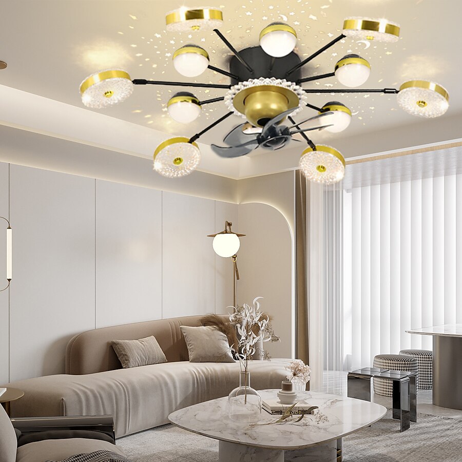 stropní ventilátor s aplikací světla& dálkové ovládání 102 cm stmívatelné 6 rychlostí větru sputnik designová projekce moderní stropní ventilátor do ložnice, obývacího pokoje, malého pokoje 2025 - $417.49 –P9