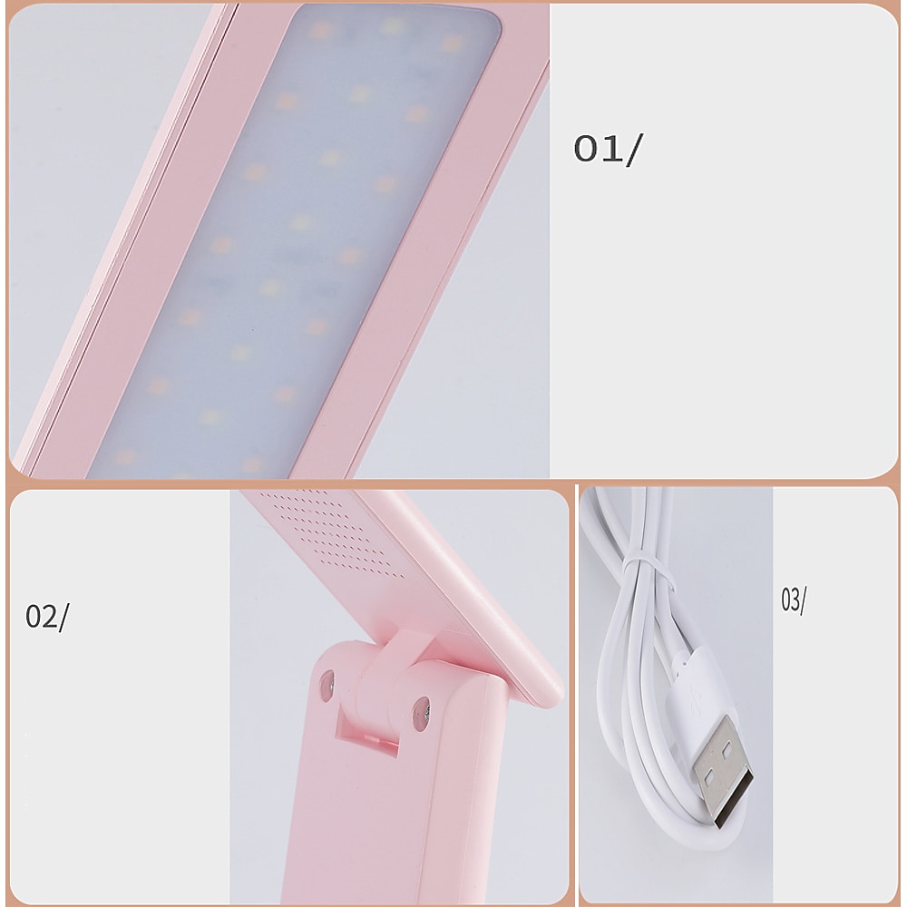 2025年 ポータブル LED 折りたたみデスクランプ 3 色タッチ調光可能なテーブルランプ USB 充電式ベッドサイド読書灯研究事務用  コレクション – $24.99 –P3