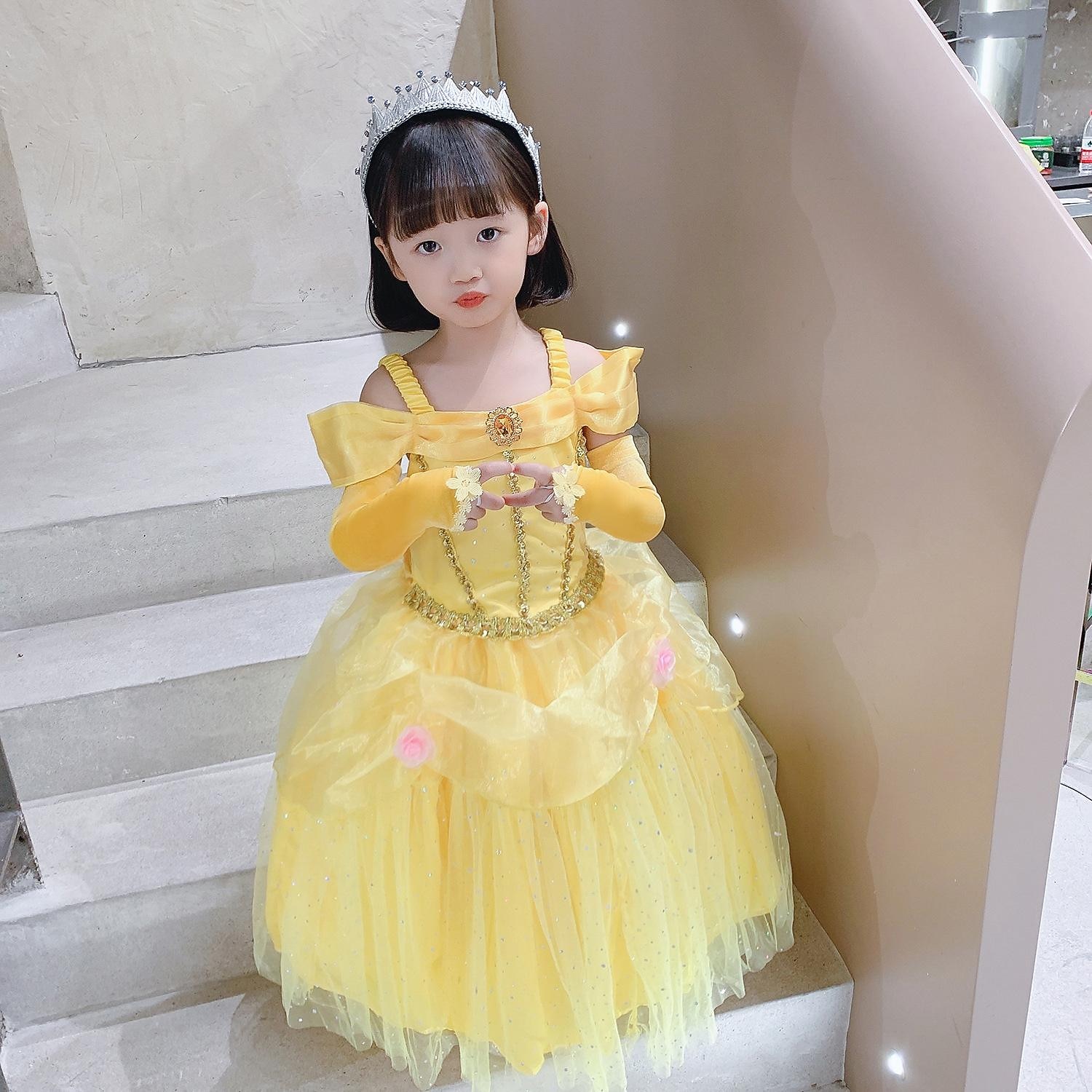 Märchen Prinzessin Belle Kleid Blumenmädchenkleid Prinzessin Cosplay-Kostüm Süß for Mädchen Kinder Halloween Karneval Buchwoche Hochzeit Hochzeitsgast Symphonie der Geschichten 2026 - $41.99 –P12