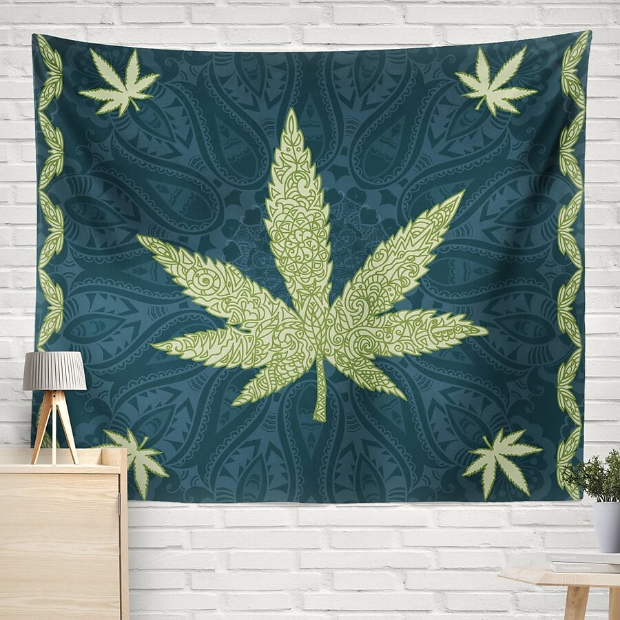 Trippy Weed Tapestry Psychedelic Marijuana Leaf Wall Hanging For Living  Room