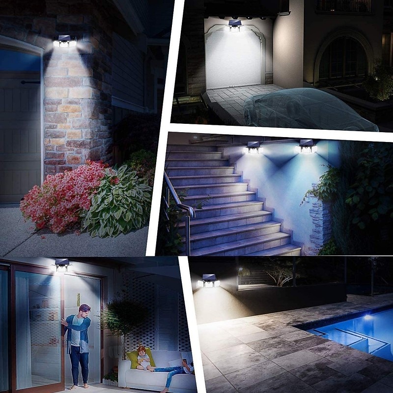 ηλιακά φώτα 230led led ηλιακός αισθητήρας κίνησης φως 3 ρυθμιζόμενες κεφαλές αδιάβροχη ασφάλεια εξωτερικού χώρου 2025 - $32.99 –P4