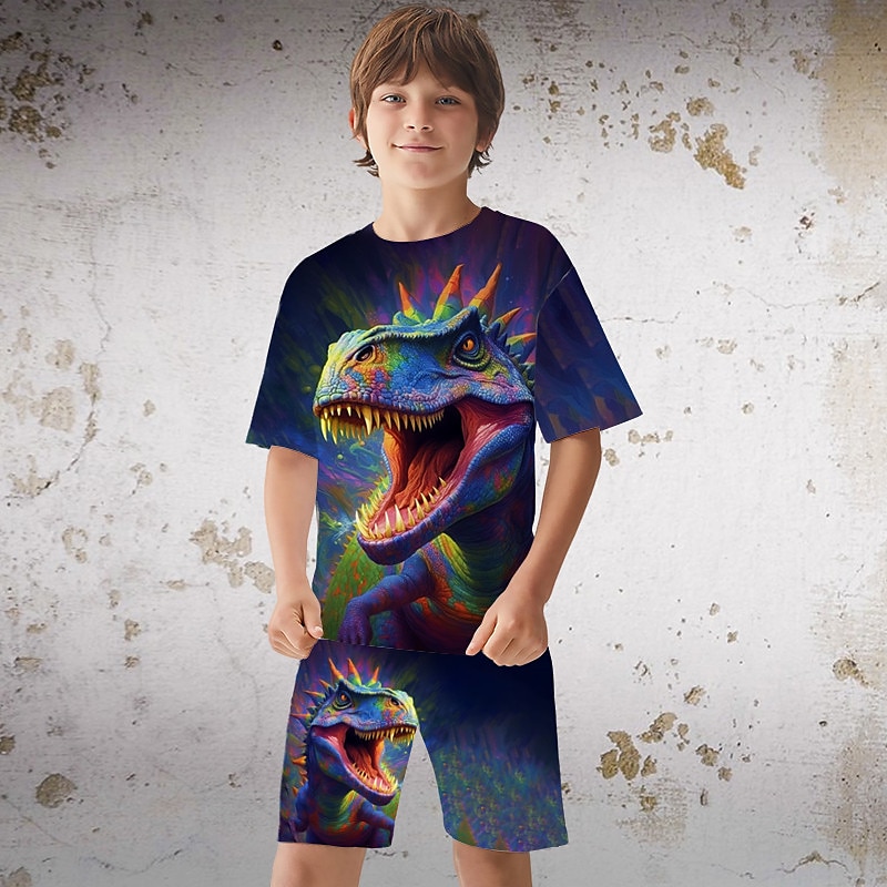Boys 3D Graphic Dinosaur Dragon T-shirt & Shorts T-shirt Set Clothing Set Short Sleeve 3D prints Summer Spring Active Sports Fashion Polyester Kids 3-13 Years Outdoor Street Vacation Regular Fit 2025 - $17.99 –P7