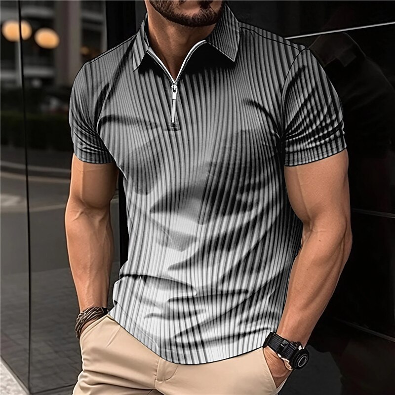 Homme Géométrique Polos à zip Chemise de golf Manche Courte Polos Chemises à Col Vêtement décontracté de travaile Vêtements de vacances Tenue formelle Vêtements de festival Impression 3D Polo de 2025 ? $22.99 -P5