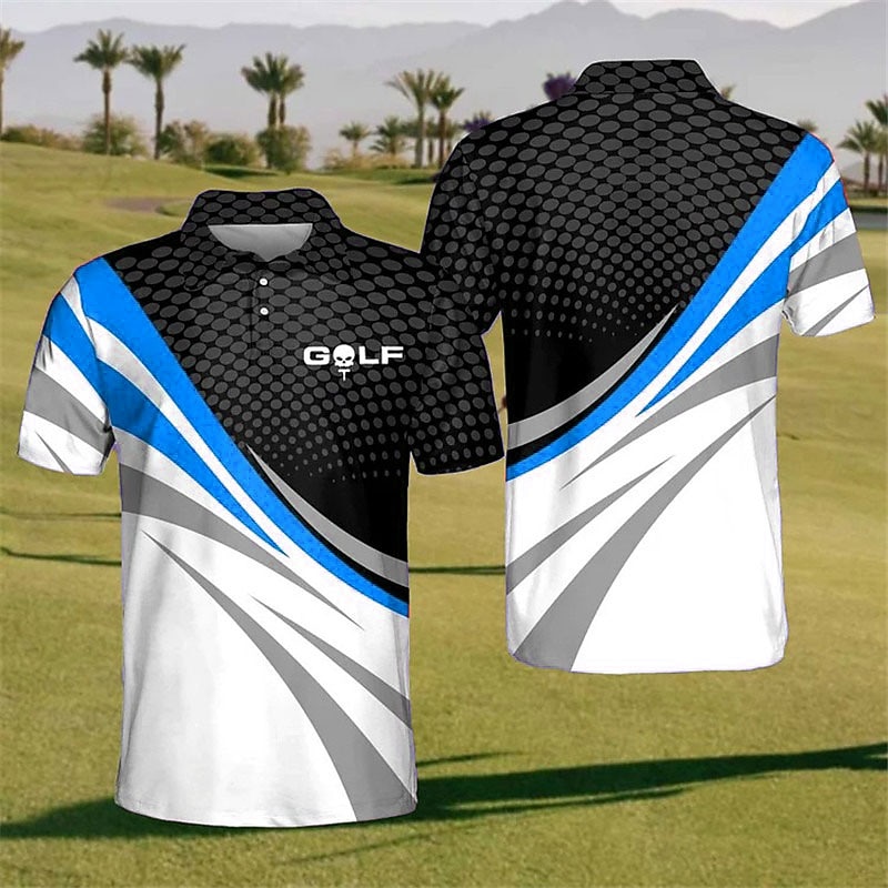 Men's Striped Sports Polo Shirts Golf Shirt Short Sleeve Polo Shirts Collared Shirts Casual Sportswear Vacation Wear 3D Print Buttons Black Red 2026 - $23.99 –P3