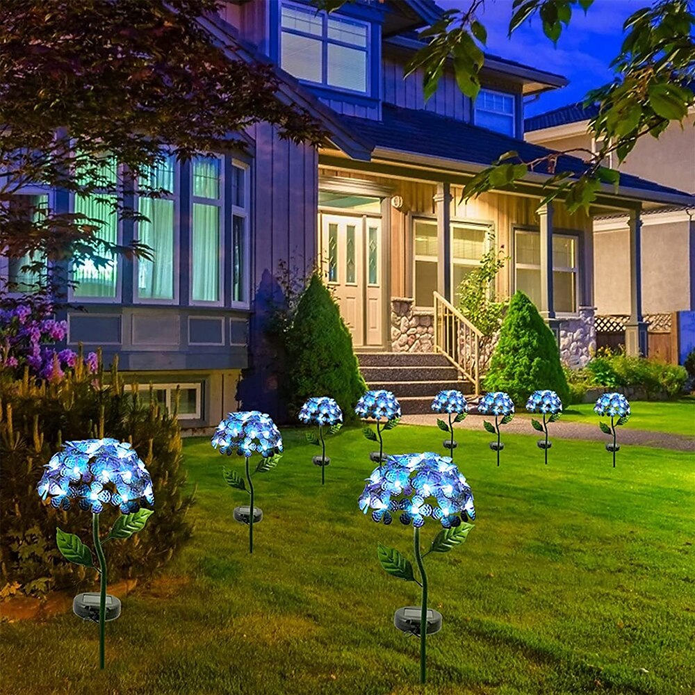 bevegelsessensor utendørs lys led solar lys kunstig hortensia simulering blomst utendørs vanntett hage plen staker lamper 2025 - $39.99 –P5