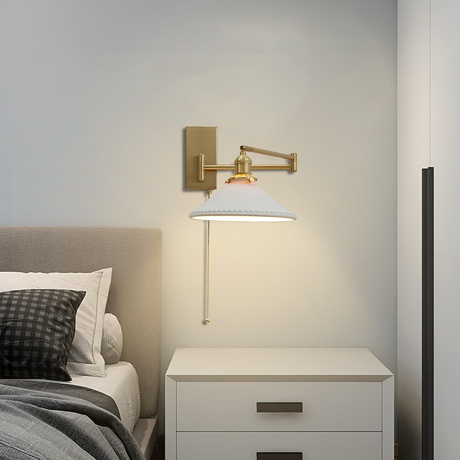 Luz de pared led, luz de brazo oscilante, cerámica, hierro, sala de estar, habitación de muestra, dormitorio, mesita de noche, pared de tv, luz de arte, luz de pared 110-240v 2026 - $165.99 –P2