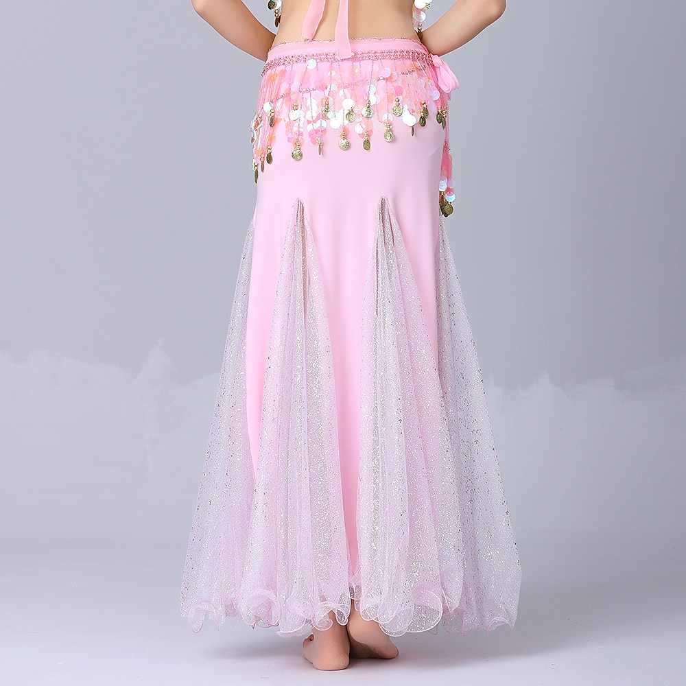 Danse du ventre Jupes Couleur Pure Fantaisie Tulle Femme Utilisation Entraînement Taille haute Mélange de Coton de 2025 ? $32.99 –P6