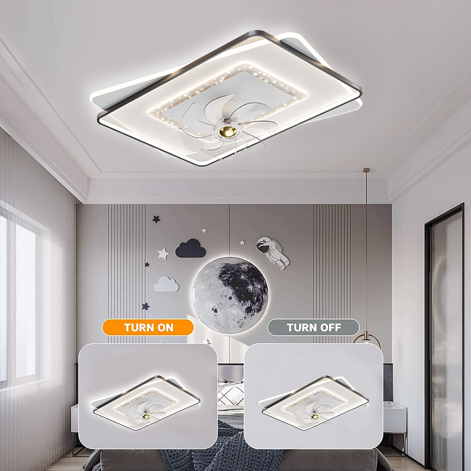 Deckenventilator mit Licht dimmbar 105/50cm 6 Windgeschwindigkeiten moderner Deckenventilator für Schlafzimmer, Wohnzimmer ca&amp; Fernbedienung 110-240V 2025 - $400.21 –P4
