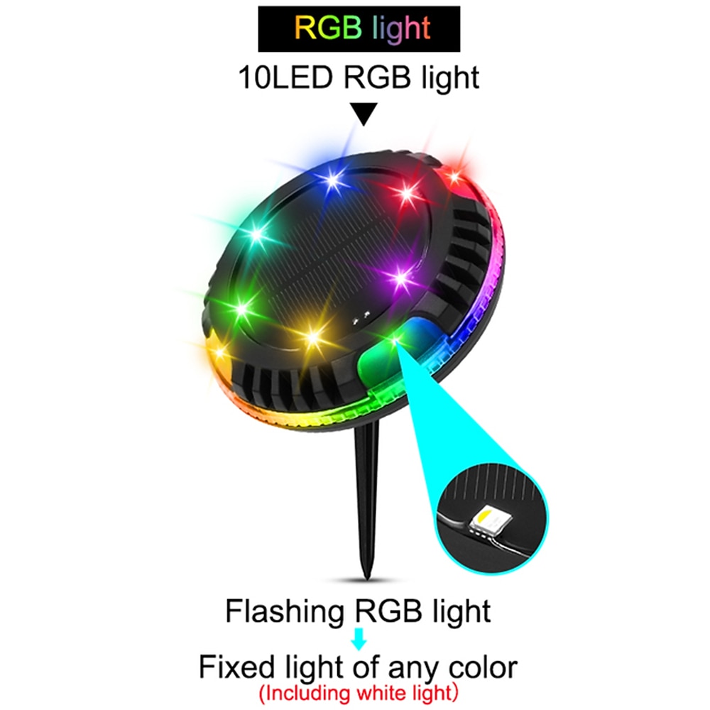 2026年 ソーラーグラウンドライト屋外庭庭パティオディスクライトマルチカラー自動変化10LED防水地中景観照明  コレクション – $20.99 –P1