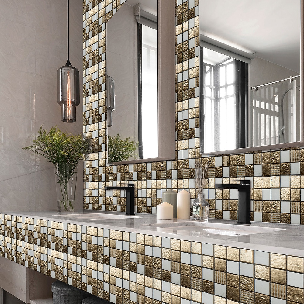 10 piezas 3d mosaico azulejo de cristal pegatina de vidrio tilediy impermeable autoadhesivo pegatina de pared 2025 - $7.99 –P2