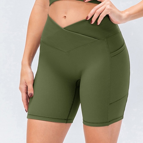 High Waist Tummy Control Biker Shorts for Women with Pockets |  Moisture-Wicking Athletic Yoga Shorts