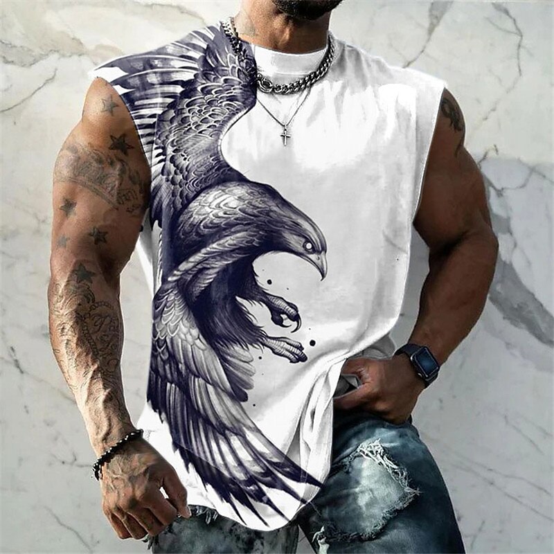 Bărbați Grafic Animal Vest Top Tricou fără mâneci pentru bărbați Fără manșon Bretele Tricou Tipărire 3D Stil Nautic Cămașă Modă Designer Muşchi Zilnic Sport Sală de Fitness Alb Albastru Roșu 2025 - $14.99 –P1