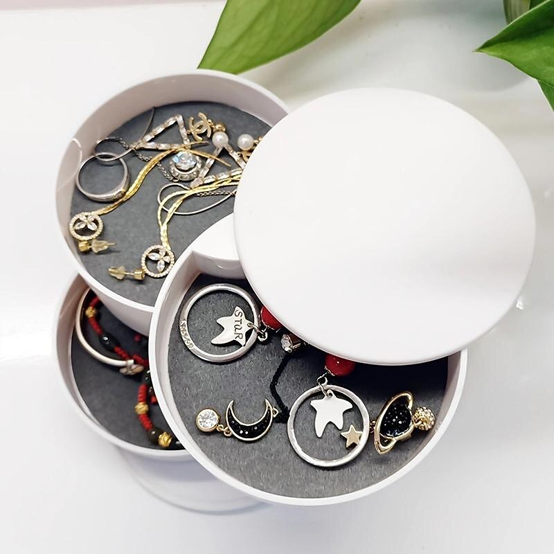 rotierender Schmuck-Organizer, 1 Stück rotierende mehrschichtige Desktop-Aufbewahrungsbox, Haarschmuck-Schmuck-Make-up-Box mit Deckel, staubdichte Schmuckschatulle, Schmuck-Aufbewahrungsbox 2025 - $9.99 –P4