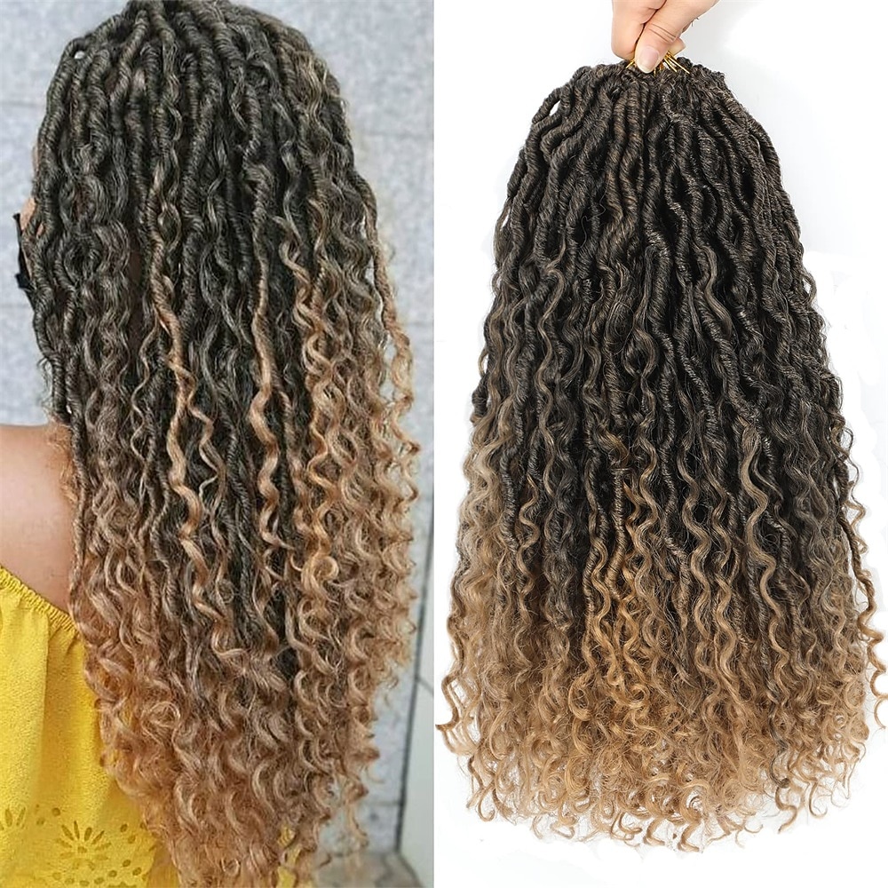 hnědá 18 palcová 7 balení umělých loků háčkování vlasů měkké háčkované lody před smyčkou háčkované copánky kudrnaté boho locs háčkované vlasy syntetické hippie locs prodlužování vlasů 2025 - $64.99 –P7