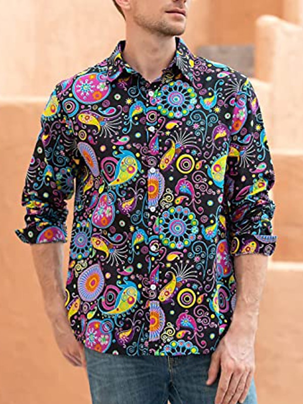 Retrò Vintage Anni '70 Camicia Disco Floreale Paisley Per uomo Casual Quotidiano Parata dell'Orgoglio Mese dell'orgoglio Adulti Top Tutte le stagioni del 2025 a $23.99 –P12