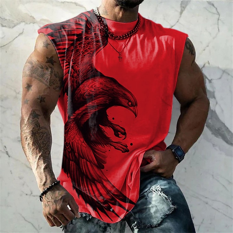 Bărbați Grafic Animal Vest Top Tricou fără mâneci pentru bărbați Fără manșon Bretele Tricou Tipărire 3D Stil Nautic Cămașă Modă Designer Muşchi Zilnic Sport Sală de Fitness Alb Albastru Roșu 2025 - $14.99 –P4