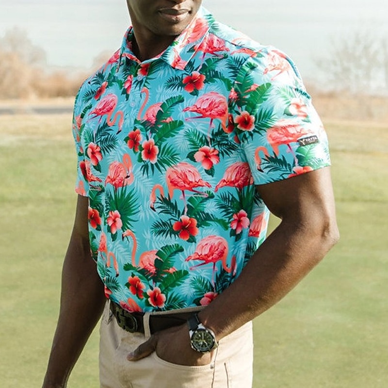 Derby de Kentucky Hombre Flamenco Camisas polo hawaianas Camiseta de golf Manga Corta Camisas de polo Camisas con cuello Casual Ropa de playa Ropa de vacaciones Ropa tropical Trajes de fiesta Botones 2025 - $22.99 –P3