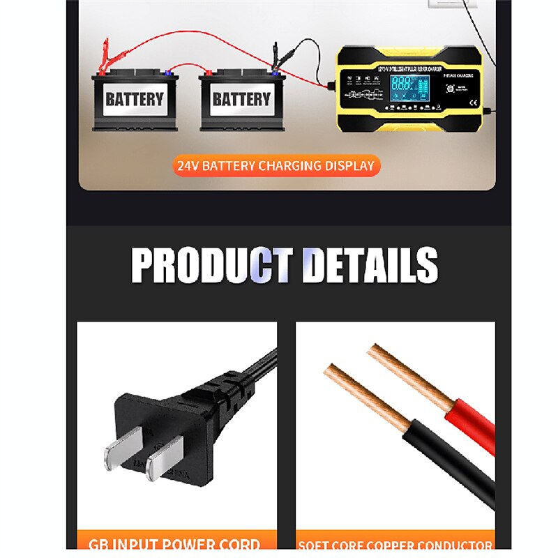 10-Amp Car Battery Charger 12V And 24V Smart Fully Automatic Battery Charger Maintainer Trickle Charger For Lawn Mower Boat Marine Lead Acid Batteries 2025 - $68.99 –P19