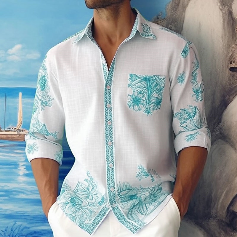 New Years Summer Clothes for Men 2023,POROPL Summer Hawaiian Print Turndown  Hawaiian Shirts for Men Clearance White Size 8 