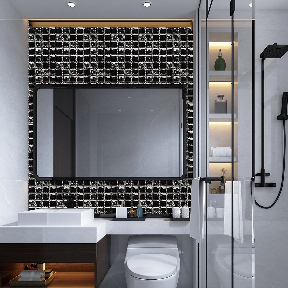 10 piezas 3d mosaico azulejo de cristal pegatina de vidrio tilediy impermeable autoadhesivo pegatina de pared 2025 - $7.99 –P11