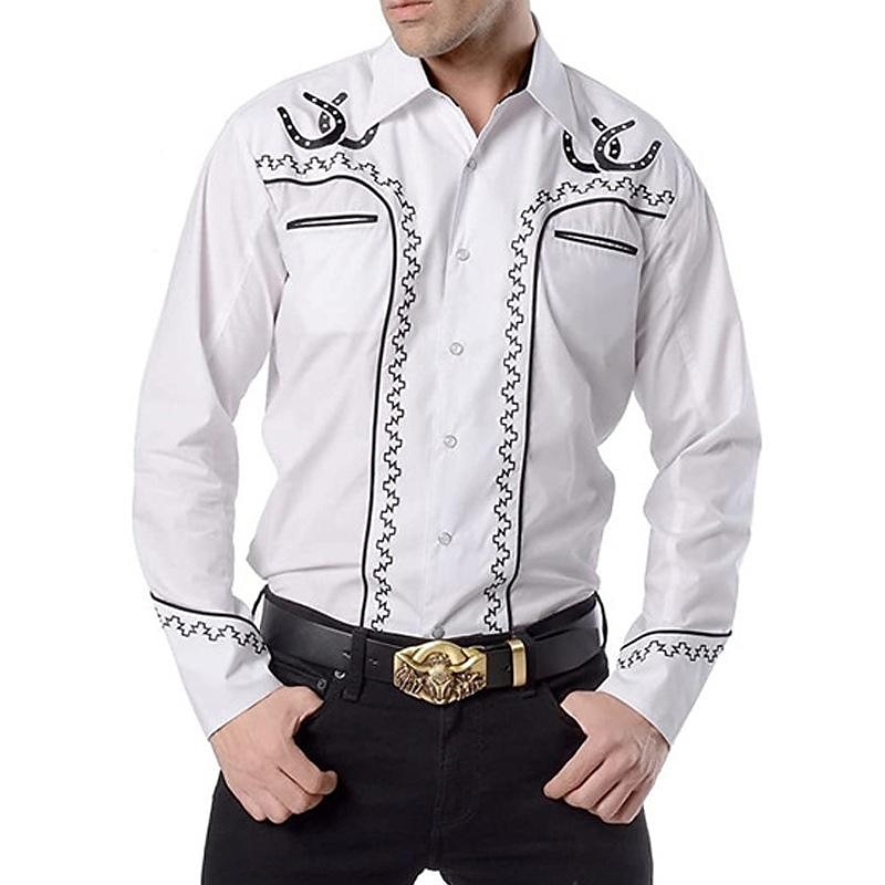 Retro Vintage Bluse / Hemd Westlicher Cowboy Herren Karneval Maskerade Party Alltagstauglich Erwachsene Oberteil Ganzjahres 2025 - $27.99 –P9