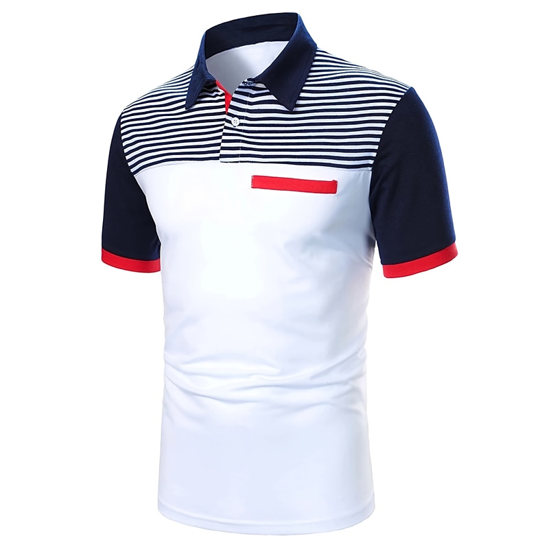 Men's Button Up Polos Cotton Polo Shirt Casual Holiday Lapel Short Sleeve Fashion Basic Color Block Classic Summer Regular Fit White Yellow Burgundy Dark Navy Blue Button Up Polos 2025 - $18.99 –P4