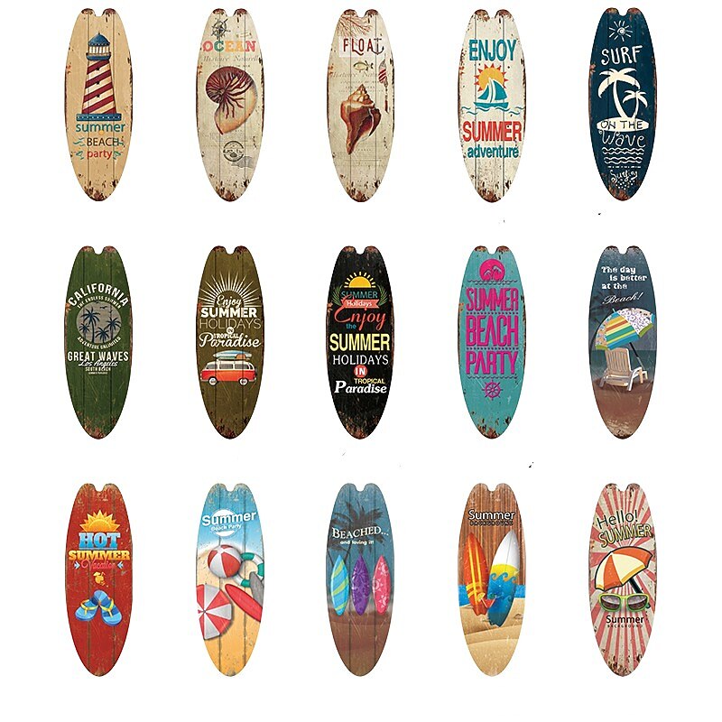 nyári strand óceán téma szabadidő dekoráció szörfdeszka fa plakett bár otthon fal vintage dekoráció fa plakett 2025 - $13.99 –P1