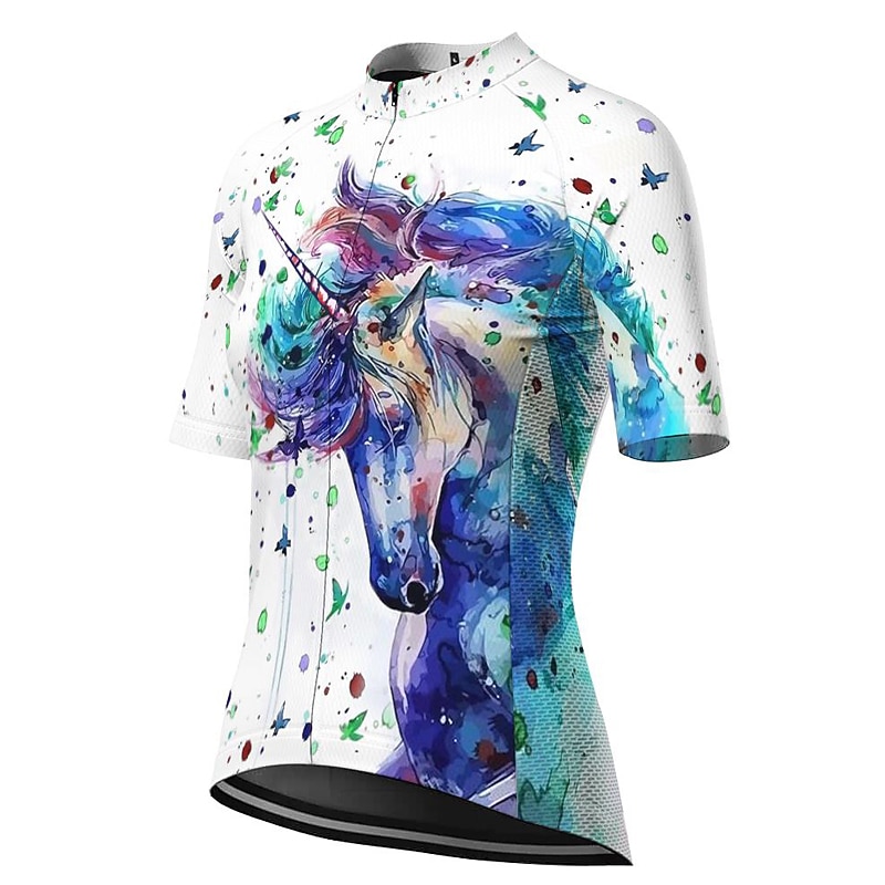 Per donna Maglia da Ciclismo Unicorno Manica Corta Bicicletta Maglia Top con 3 tasche posteriori Mountain Bike MTB Ciclismo su strada Asciugatura Rapida Strisce Riflettenti Tasca Posteriore del 2026 a $30.99 –P8