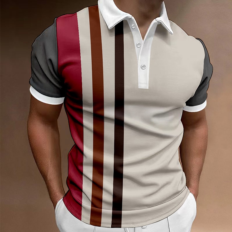 Men's Button Up Polos Polo Shirt Casual Holiday Lapel Short Sleeve Fashion Basic Color Block Button Summer Regular Fit Red Blue Green Grey Gray Button Up Polos 2025 - $25.99 –P3