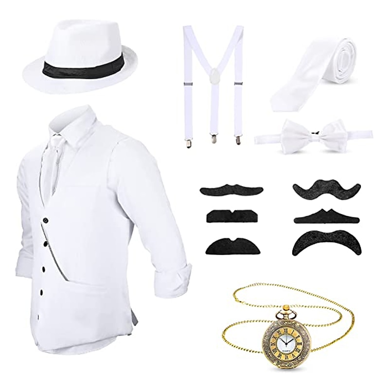 Retro / vintage Glada 20-talet 1920-talet Kläder Väst Panamahatt Den store Gatsby Herre Mode Herr Jul Halloween Karnival Bal Möhippa Festival Vuxna Kravatt Väst Hatt Alla årstider 2025 - $55.99 –P7