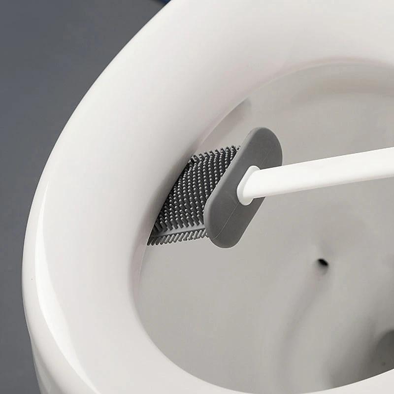 escova de banheiro de silicone e suporte com gancho pegajoso, escova de banheiro para pendurar na parede, escova de cerdas macias de silicone, ferramenta de limpeza do chão do banheiro de 2025 por $8.99 –P5