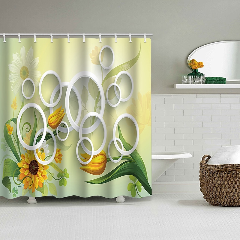 Κουρτίνα ντους με 12 γάντζους 180cm*180cm(70"*70") Πολυεστέρας Πλενόμενη Αδιάβροχη Ρουστίκ Αγροτικό Ξύλινο Vintage Σχέδιο Άχυρο 2025 - $22.99 –P12