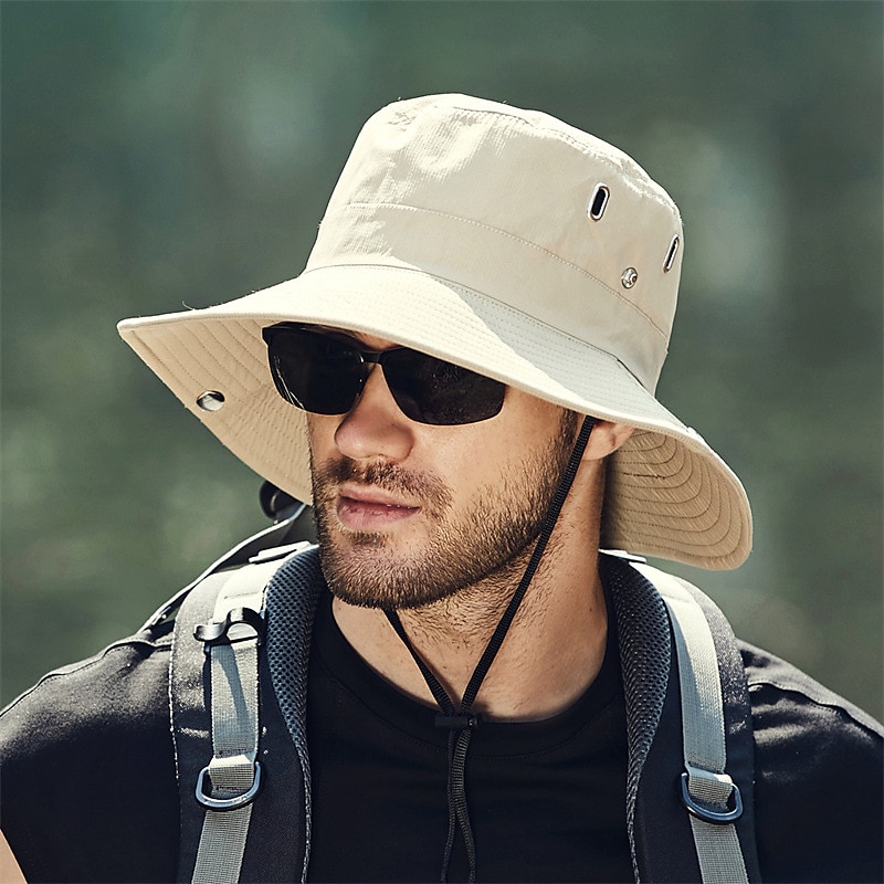 Men's Bucket Hat Sun Hat Fishing Hat Boonie hat Hiking Hat Black Orange  Polyester Travel Beach Outdoor Vacation Plain UV Sun Protection Sunscreen  2024 - $13.49