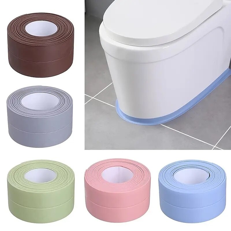 2 חבילות סרט איטום רצועת pvc אטימה דביקה עצמית סרט איטום לכיור מטבח שירותים אמבטיה מקלחת ואמבטיה 2.2 ס"מ*3.2 מ'/0.87*126 אינץ' 2025 - $7.99 –P1