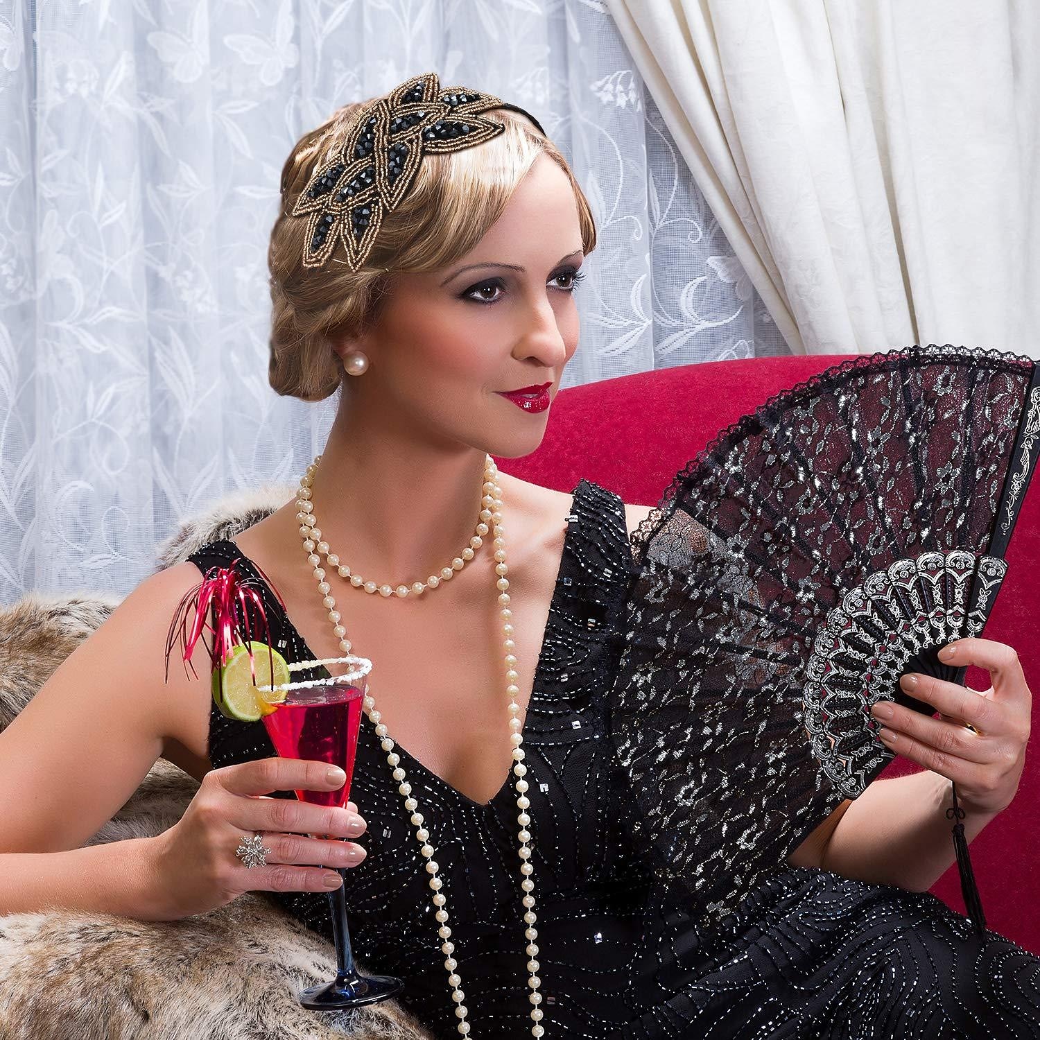 1920s Flapper Headbands for Women 20s Vintage Headpiece Rhinestone Beaded Leaf Hairband Hair Accessory 2025 - $10.49 –P12