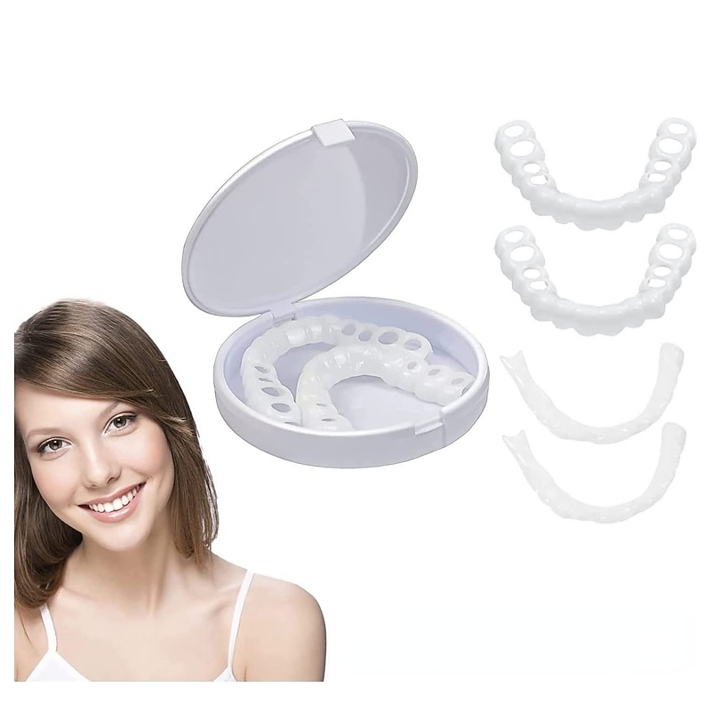 1 Packung Silikon-Zahnaufhellung, Zahnspangen, Simulationsprothese, obere Zähne, untere Zähne, Set mit Box, perfektes Lächeln 2025 - $9.49 –P5