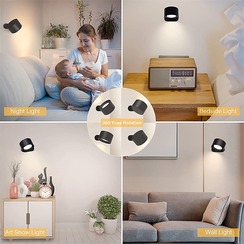 LED Wall Mounted Reading Lights Wall Sconces with 3 Color Temperatures & 3 Brightness Levels Rechargeable Battery Magnetic Ball 360Rotation Touch Control Lamps for Kids Study Bedside Closet 2025 - $44.99 –P9