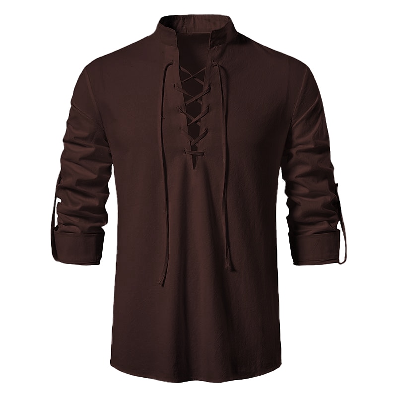Médiéval Renaissance 17ème siècle Longueur moyenne Blouse / Chemise Costume de cosplay Ren Faire Chevalier Viking Chevalier Celtique Cordon de serrage Couleur Unie Homme Pirate Fantaisie Halloween de 2025 ? $21.99 –P11