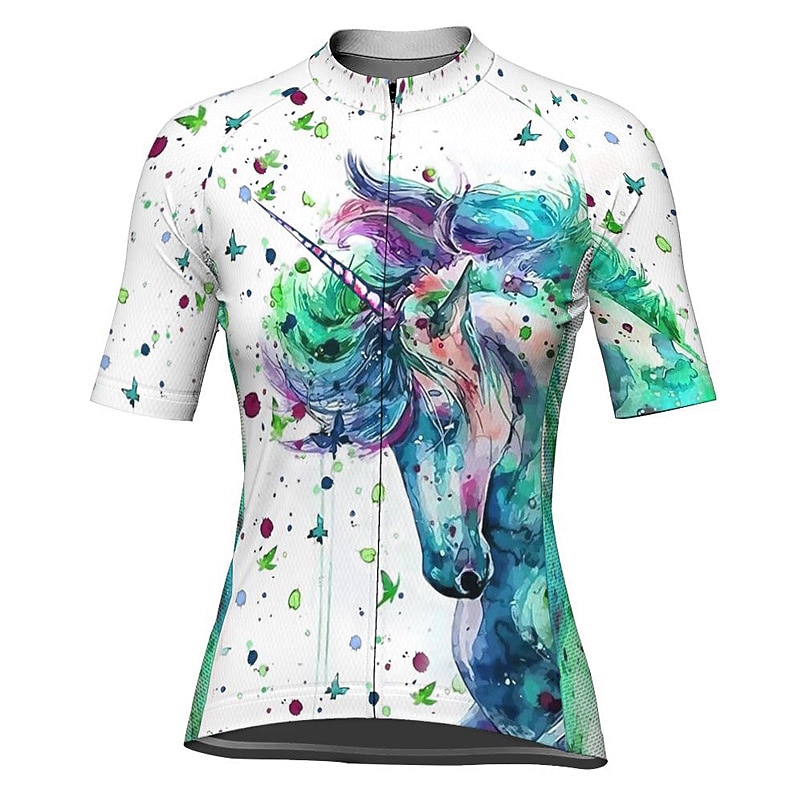 Per donna Maglia da Ciclismo Unicorno Manica Corta Bicicletta Maglia Top con 3 tasche posteriori Mountain Bike MTB Ciclismo su strada Asciugatura Rapida Strisce Riflettenti Tasca Posteriore del 2026 a $30.99 –P11
