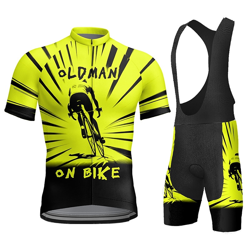 Men's Cycling Jersey with Bib Shorts Short Sleeve Mountain Bike MTB Road Bike Cycling Yellow Red Blue Graphic Bike Clothing Suit 3D Pad Breathable Quick Dry Back Pocket Polyester Spandex Sports 2025 - $45.99 –P14