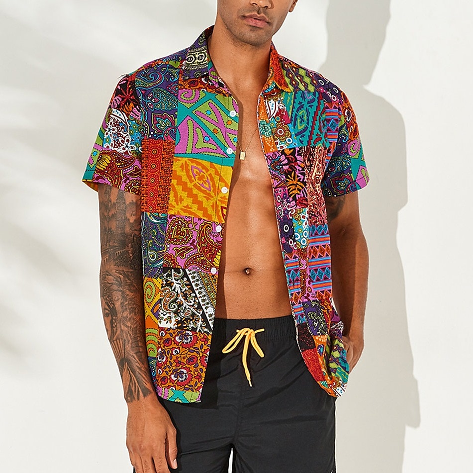 Jaren '60 Hippie Jaren '70 Blouse / overhemd Hippie Schijf Grote maten Voor heren Vrijgezellenfeest Prideparade Trots maand Volwassenen Blouse 2025 - $27.99 –P2