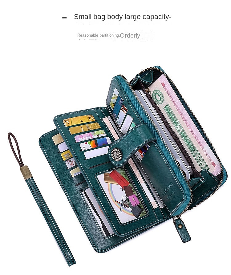 RFID-blokkerende portemonnee van imitatieleer voor dames - grote clutch met rits, 24 kaartsleuven en polsbandje 2026 - $24.99 –P8