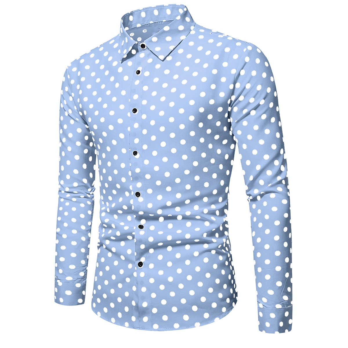 Men's Shirt Button Up Shirt Casual Shirt Summer Shirt Black White Pink Blue Long Sleeve Polka Dot Lapel Daily Vacation Clothing Apparel Fashion Casual Comfortable 2025 - GBP £17 –P13