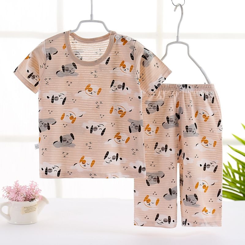 طفل صغير للصبيان 2 قطعتين مجموعات بيجامة كم قصير أبيض وردي بلاشيهغ أزرق البحرية حيوان كارتون كرونيك الصيف الربيع أساسي المنزل 3-7 سنوات 2026 - €7.26 –P9