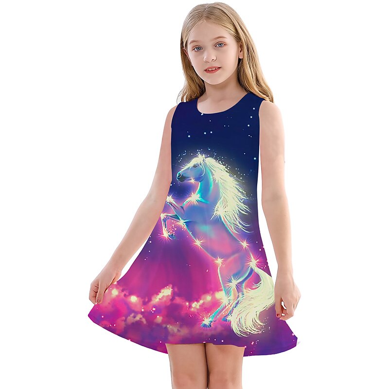 kinderkleidung Mädchen Kleid Graphic Einhorn Farbverlauf Ärmellos Outdoor Casual Modisch Kuschelig Täglich Polyester Übers Knie Casual kleid A Linie Kleid Tank-Top Kleid Sommer Frühling 3-12 Jahre 2025 - $13.99 –P9